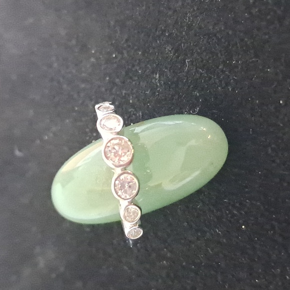 Sterling Silver Half Eternity Round Cubic‎ Zirconia Bezel Ring. Sizes 6, 7 & 8. - Picture 2 of 7